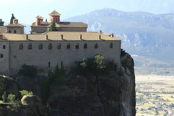 Meteora Grekisk Kloster Landskap Ortodoxa Kloster Bergen Kristendom Tro Utsikt — Stockfoto