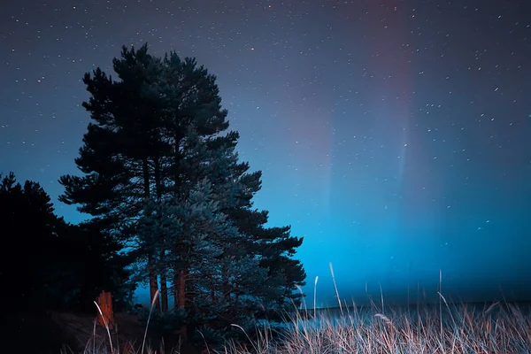 Verano Paisaje Aurora Boreal Vista Del Resplandor Del Cielo Naturaleza —  Fotos de Stock