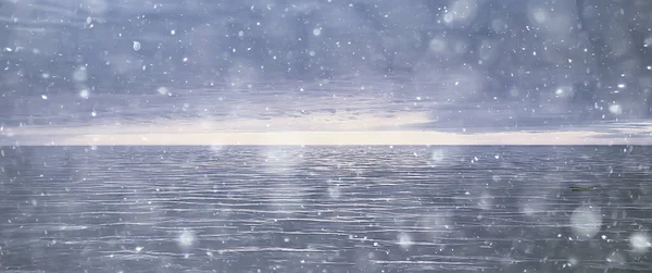 Abstrato Desfocado Fundo Neve Cai Mar Norte Mar Frio Clima — Fotografia de Stock