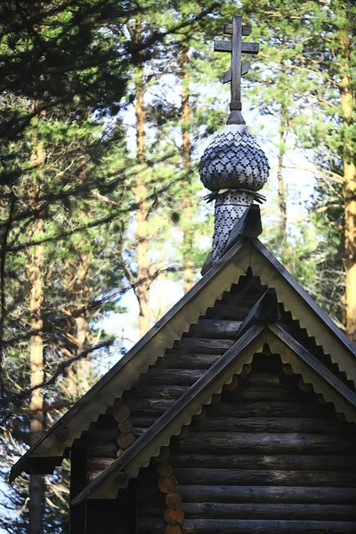 Small Wooden Church Forest Summer Landscape Native Orthodox Faith Concept — Stock Photo, Image