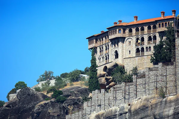 Paisagem Mosteiro Meteora Greece Mosteiro Ortodoxo Nas Montanhas Cristianismo Visão — Fotografia de Stock