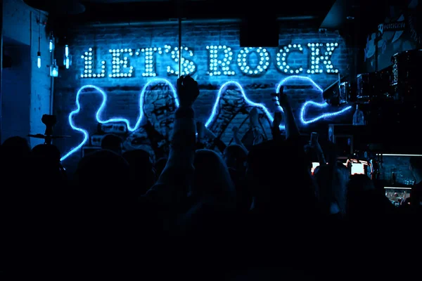 Blurred Background Rock Concert Night Club Music Crowd People Lot — Stock Photo, Image