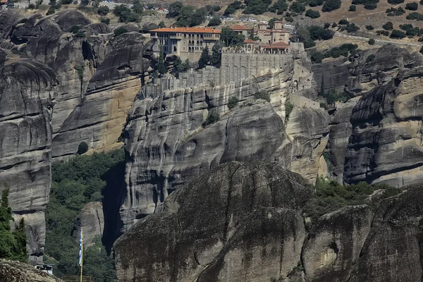 Meteora Grecki Krajobraz Klasztoru Prawosławny Klasztor Górach Chrześcijaństwo Widok Wiarę — Zdjęcie stockowe