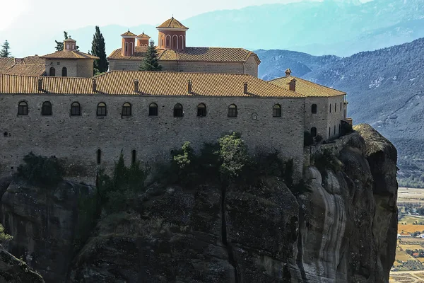 Meteora Řecký Klášter Krajina Ortodoxní Klášter Horách Křesťanství Víra Pohled — Stock fotografie