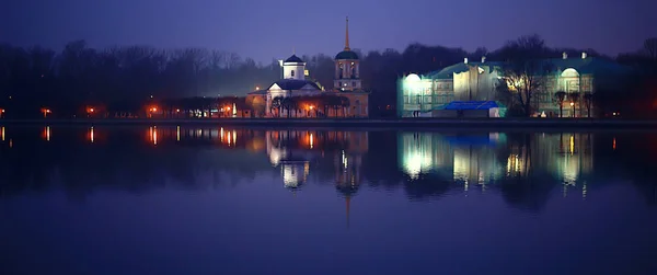 Night Landscape Church Russia River Abstract Historical Landscape Architecture Christianity — Stock Photo, Image