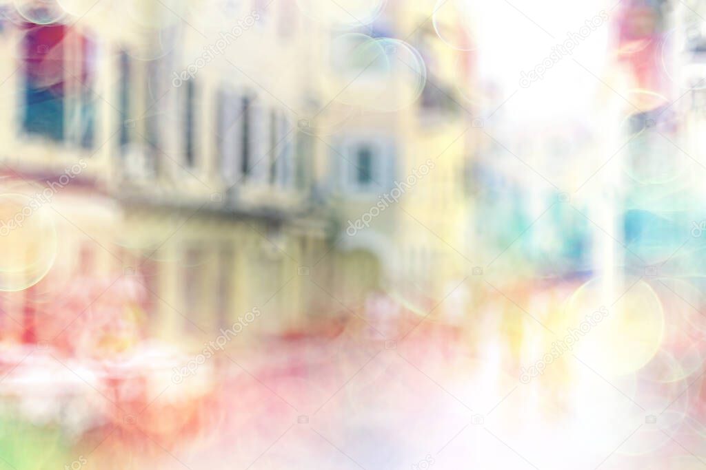 urban blurred background, summer sun bokeh abstract active vacation holidays in europe