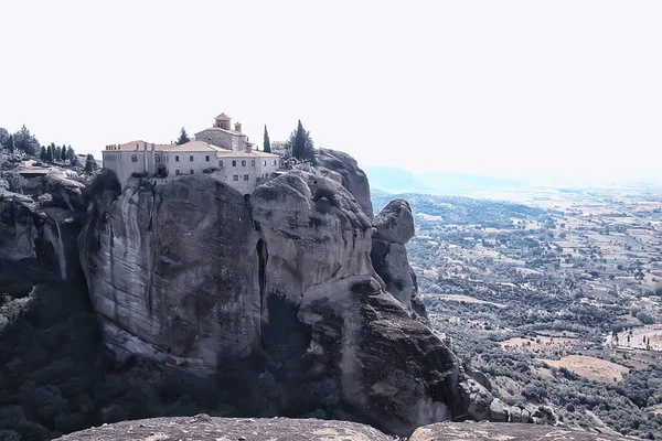 Meteora Grecia Monasterio Paisaje Monasterio Ortodoxo Las Montañas Cristianismo Vista — Foto de Stock