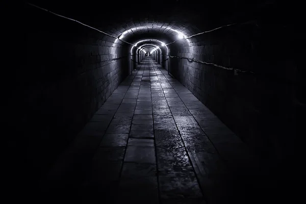 Castle Tunnel View Gloomy Underground Passage Perspective Old European Castle — Stock Photo, Image