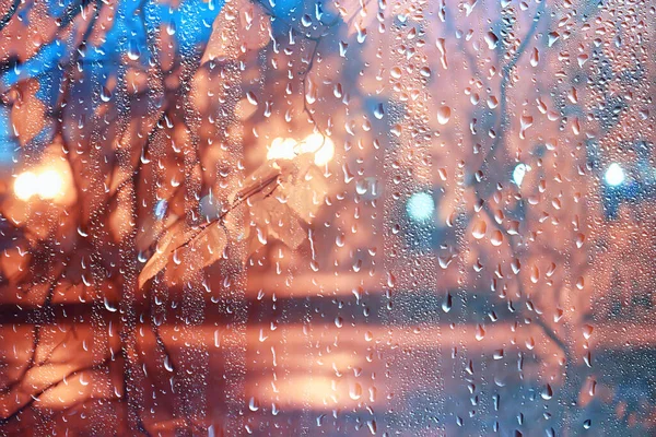 Abstrakte Herbst Regen Hintergrund Der Nacht Stadt Tropfen Fallen Oktober — Stockfoto