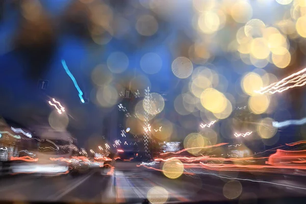 Abstract Blurred View Night City Car Window Traffic City — Stock Photo, Image