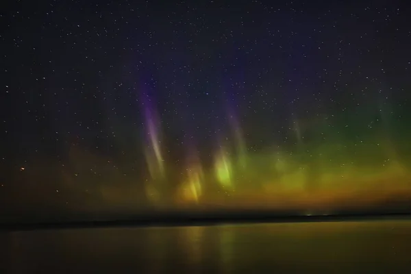 Zomer Landschap Aurora Borealis Uitzicht Straling Van Lucht Abstracte Nacht — Stockfoto