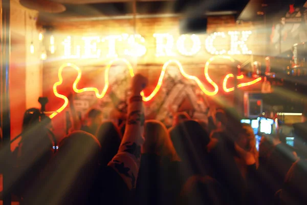 Blurred Background Rock Concert Night Club Music Crowd People Lot — Stock Photo, Image