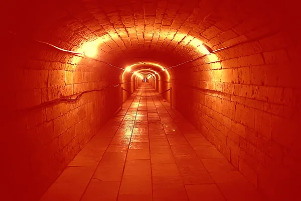 Vue Sur Tunnel Château Sombre Perspective Passage Souterrain Vieux Château — Photo