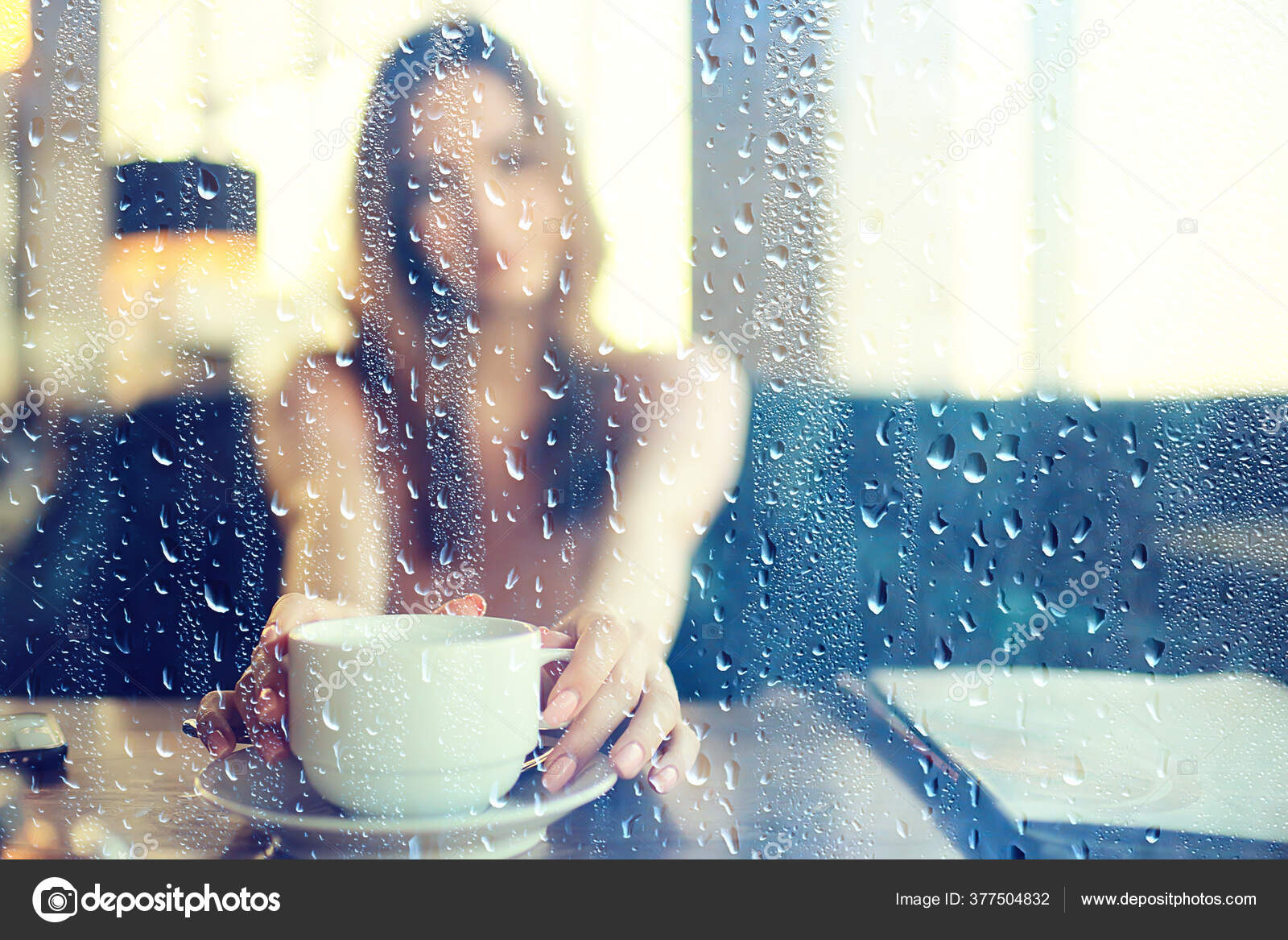 Autumn Coffee Rainy Day Girl Glass Cup Hot Coffee Stock Photo Image By C Xload