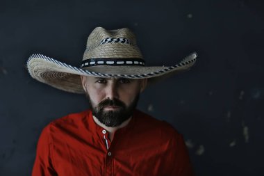 Vahşi batı şapkalı adam konsepti amerika tarzı vintage adam