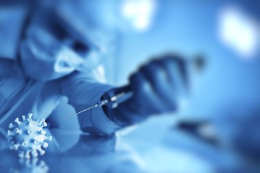 Bulanık soyut geçmiş konsepti Coronavirus Hastanesi Aşı İlacı Enjeksiyonu