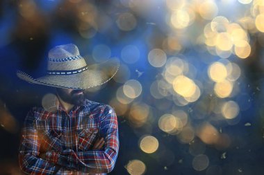 Sert kovboy şapkalı, saman, nostaljik, eski tarz, kızgın adam vahşi batı batı.