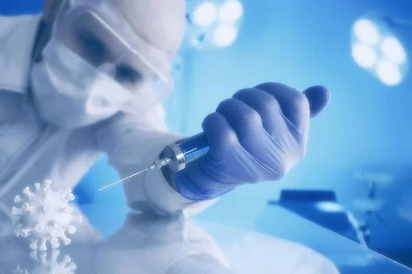 Injectiespuit Ampul Coronavirus Vaccin Concept Medicijnvaccinatie Covid — Stockfoto