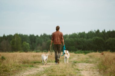 Sahada köpek ile sahibi