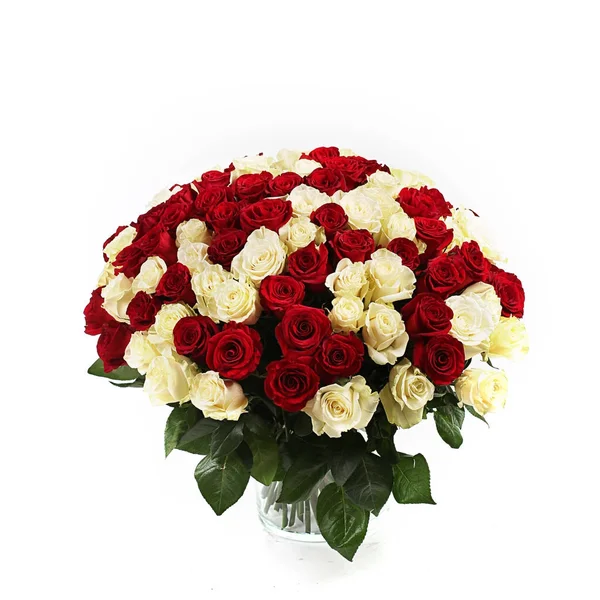 Ljusa rosor bukett på vit — Stockfoto