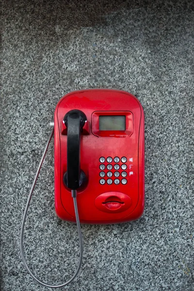 Old dusty telephone booth closeup — Stock Photo, Image