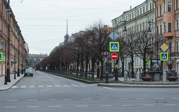 Сен Петерсбург Росія Березня 2020 Пусті Вулиці Центрі Міста Перший — стокове фото