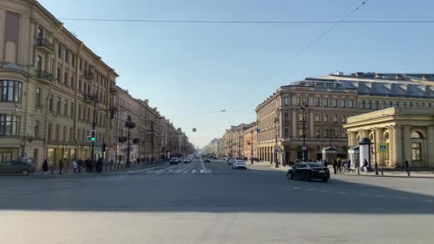 Saint Petersburg Rússia Abril 2020 Tráfego Pesado Nevsky Prospekt Carros — Vídeo de Stock