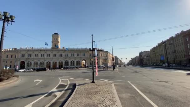 Saint Petersburg Russia April 2020 Panoraming Nevsky Prospekt Vosstaniya Square — Stock Video
