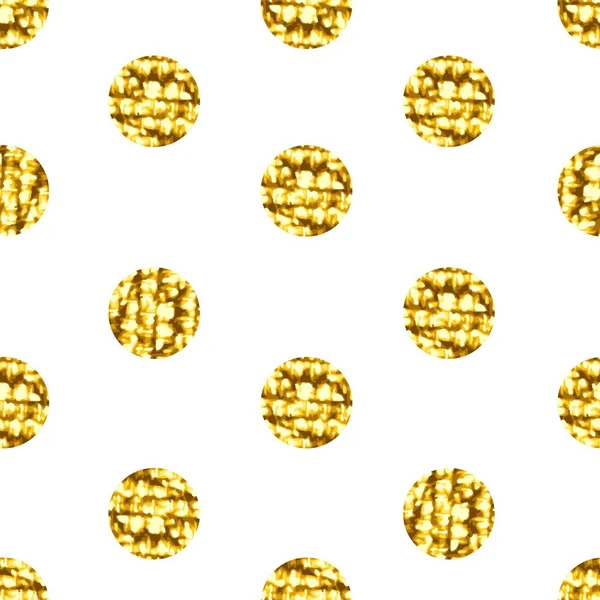 Seamless pattern with gold shine glitter dots on white background. — Stock Vector