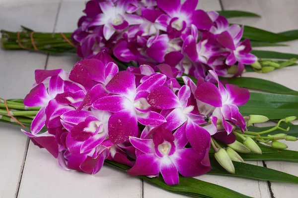 Orchideenblume für betenden Buddha in Thailand ist Kultur des Thais — Stockfoto