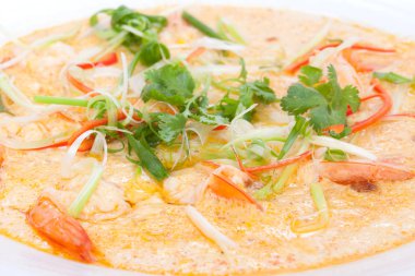 Tay gıda, Poached yumurta karides ile.