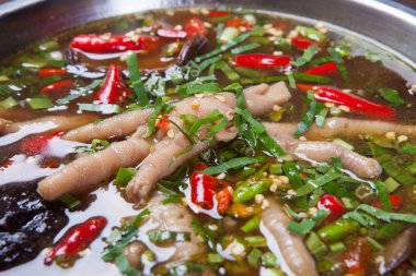 Tayland yemekleri tavuk ayakları baharatlı çorba gümüş pot Restaurant, S
