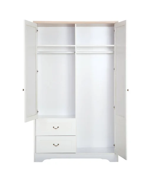 Kırpma yolu ile beyaz arka plan üzerinde izole giriş açık beyaz gardrop.