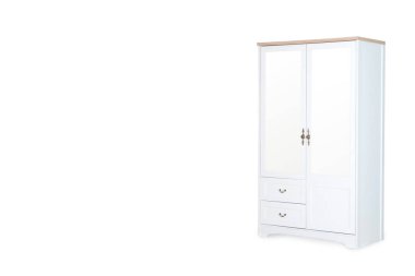 Kopyalama yeri olan beyaz arka plan üzerinde izole giriş açık beyaz gardrop.