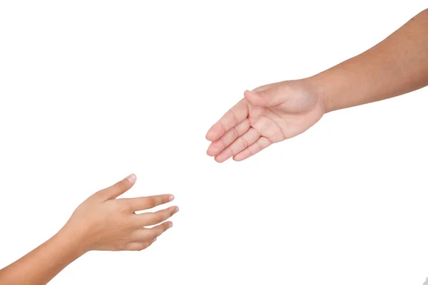 Руки є частиною тіла жінки і дитини ізольовані для допомоги з білим тлом — стокове фото