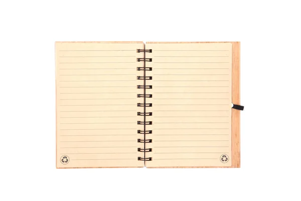 Cuaderno papel reciclado en blanco sobre fondo blanco . — Foto de Stock