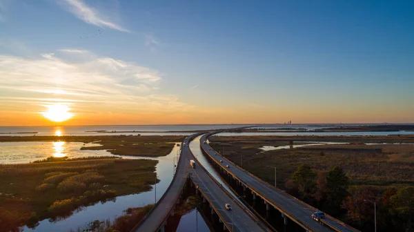 Aerial View Daphne Alabama Mobile Bay Sunset — Stock Photo, Image