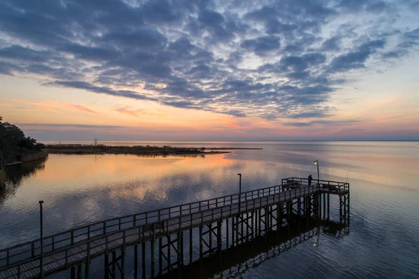 Cielo Nocturno Atardecer Sobre Mobile Bay Costa Del Golfo Alabama — Foto de Stock