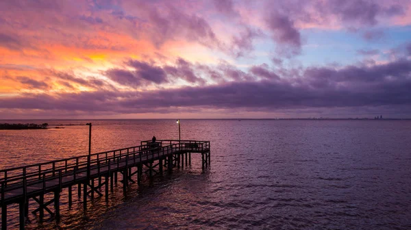 Alabama Gulf Coast Dusk Mobile Bay January 2020 — 스톡 사진