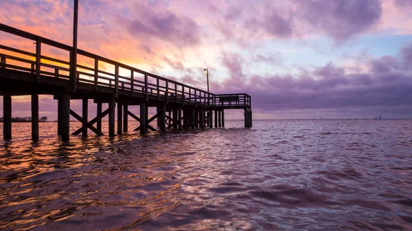 Pobřeží Alabamského Zálivu Mobile Bay Při Západu Slunce Lednu 2020 — Stock fotografie