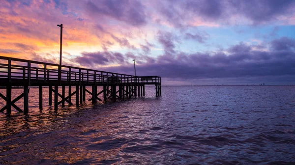 Costa Golfo Alabama Mobile Bay Pôr Sol Janeiro 2020 — Fotografia de Stock