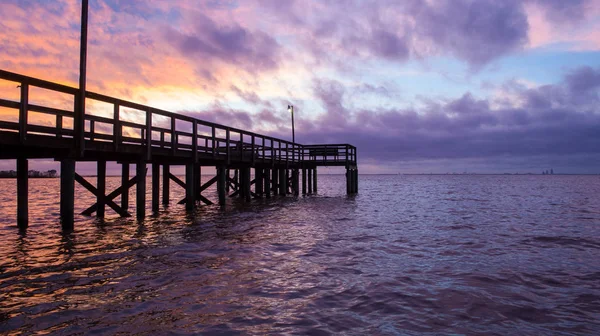 Pobřeží Alabamského Zálivu Mobile Bay Při Západu Slunce Lednu 2020 — Stock fotografie