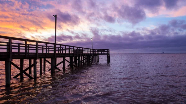 Die Alabama Golfküste Der Mobilen Bucht Bei Untergang Januar 2020 — Stockfoto