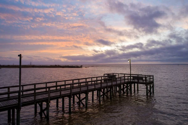 Alabama Gulf Coast Mobile Bay Vid Solnedgången Januari 2020 — Stockfoto