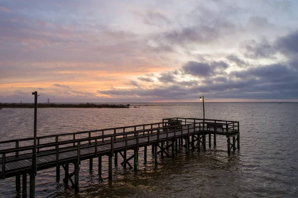 Costa Golfo Alabama Mobile Bay Pôr Sol Janeiro 2020 — Fotografia de Stock