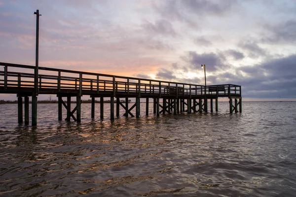 Coucher Soleil Dessus Mobile Bay Sur Côte Golfe Alabama Janvier — Photo