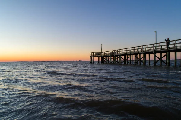 Mobile Bay Pôr Sol Janeiro 2020 — Fotografia de Stock