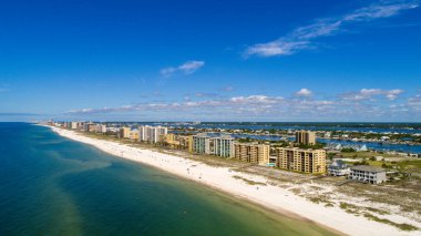 Pensacola, Florida 'daki Perdido Key plajının havadan görüntüsü 