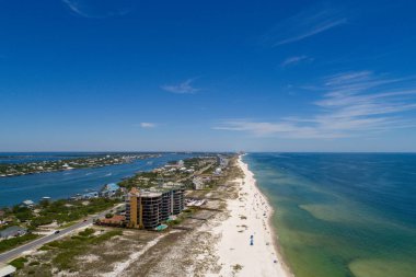 Pensacola, Florida 'daki Perdido Key plajının havadan görüntüsü 