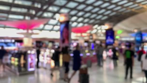 Airport background a interior modern airport with a lot of business people travel concept man and woman — Stock Video